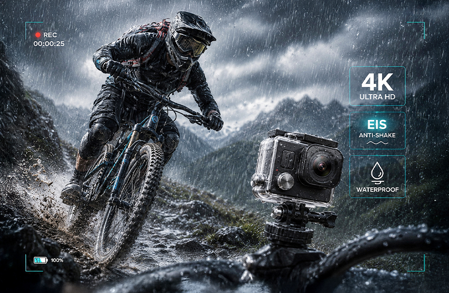 Rugged action camera modules with 4K resolution and stabilization, built for extreme sports and outdoor use.