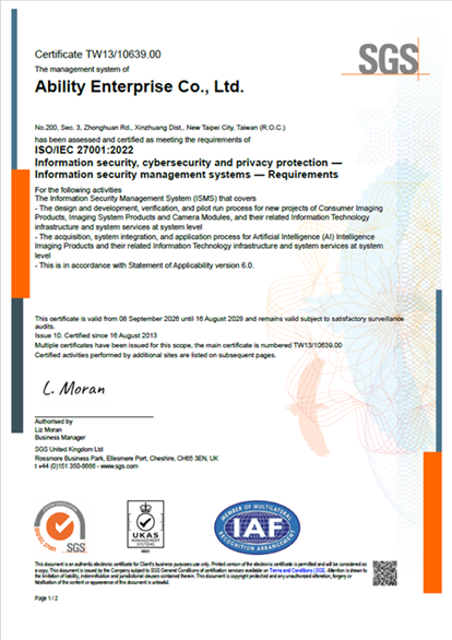 ISO27001_2022 Information Security Management System Certificate