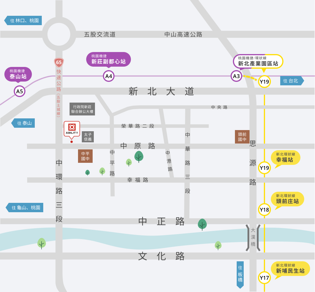佳能企業周圍路名、地標與捷運站地圖