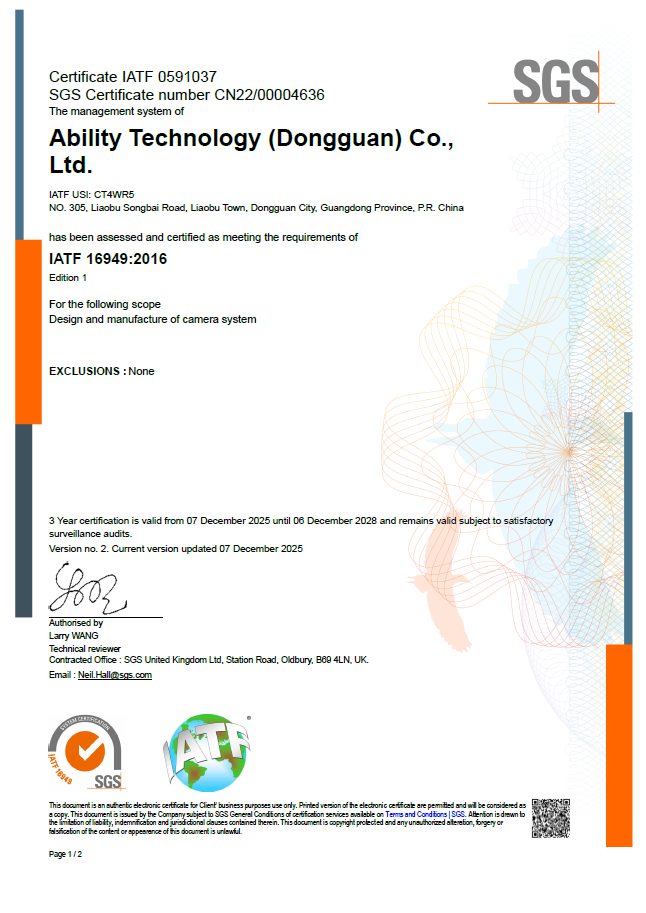 IATF16949_2016 Automotive Quality Management System Cerificate