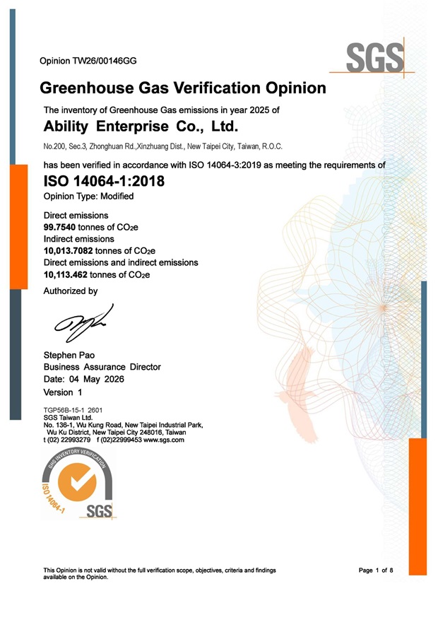 ISO14064-1Greenhouse Gas Verification Statement(2025)-Ability TW & Ability Electronics VN