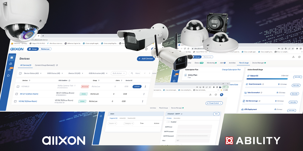 Ability AI cameras fully integrated with Allxon comprehensive remote device management (OTA) service