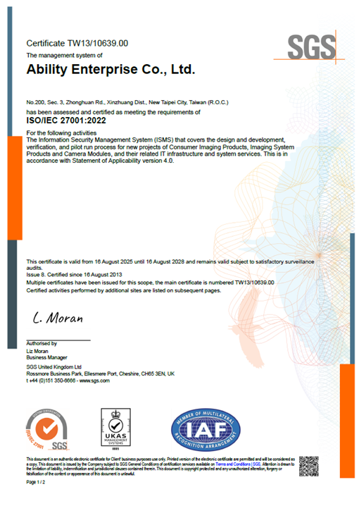 ISO27001_2022 Information Security Management System Certificate