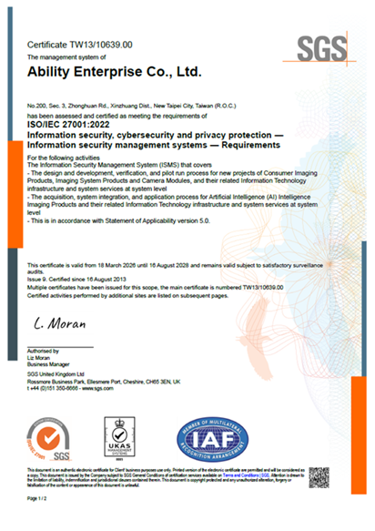 ISO27001_2022 Information Security Management System Certificate